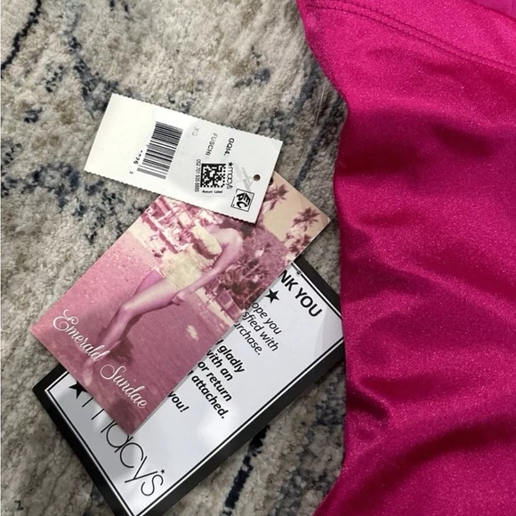 Emerald Sundae Hot Pink Satin HOCO Body Con One Shoulder Dress Juniors NWT XS - Picture 3 of 3